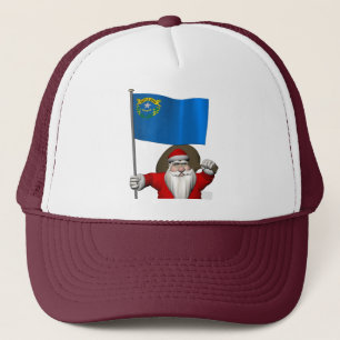 Santa Claus With Ensign Of Nevada Trucker Hat