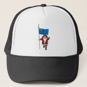 Santa Claus With Ensign Of Nevada Trucker Hat