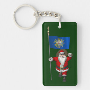 Santa Claus With Ensign Of New Hampshire Key Ring