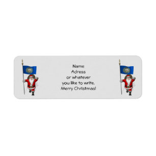 Santa Claus With Ensign Of New Hampshire Return Address Label