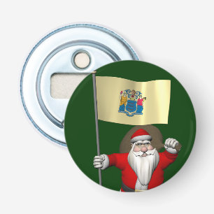 Santa Claus With Ensign Of New Jersey Bottle Opener