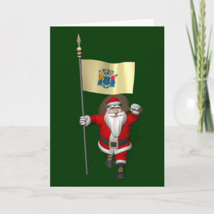 Santa Claus With Ensign Of New Jersey Holiday Card