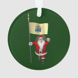 Santa Claus With Ensign Of New Jersey Ornament