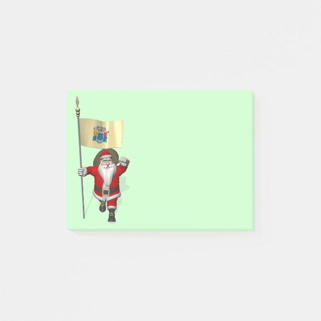 Santa Claus With Ensign Of New Jersey Post-it Notes (Front)