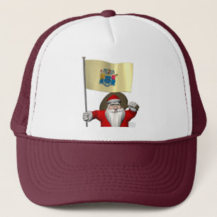 Santa Claus With Ensign Of New Jersey Trucker Hat