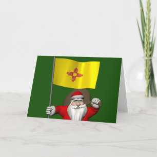 Santa Claus With Ensign Of New Mexico Holiday Card