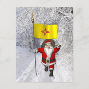 Santa Claus With Ensign Of New Mexico Holiday Postcard