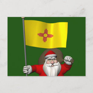 Santa Claus With Ensign Of New Mexico Holiday Postcard