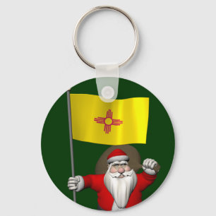 Santa Claus With Ensign Of New Mexico Key Ring