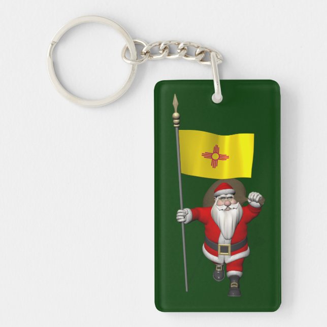 Santa Claus With Ensign Of New Mexico Key Ring (Front)