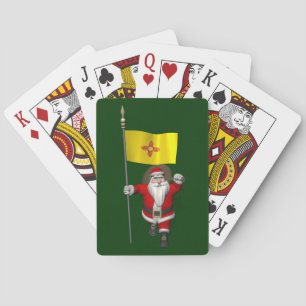 Santa Claus With Ensign Of New Mexico Playing Cards