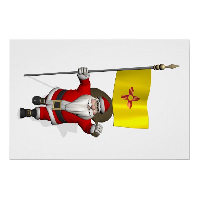 Santa Claus With Ensign Of New Mexico Poster (Front)