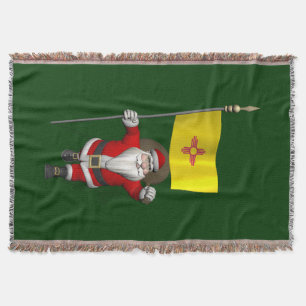 Santa Claus With Ensign Of New Mexico Throw Blanket