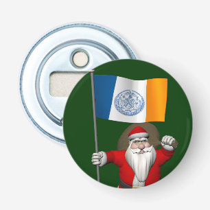 Santa Claus With Ensign Of New York City Bottle Opener