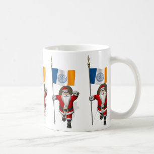 Santa Claus With Ensign Of New York City Coffee Mug