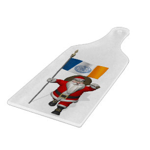 Santa Claus With Ensign Of New York City Cutting Board