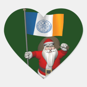 Santa Claus With Ensign Of New York City Heart Sticker