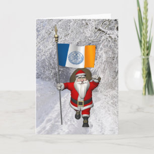 Santa Claus With Ensign Of New York City Holiday Card