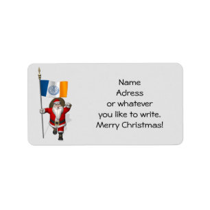 Santa Claus With Ensign Of New York City Label