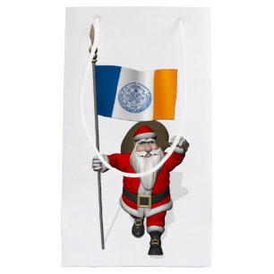 Santa Claus With Ensign Of New York City NY Small Gift Bag