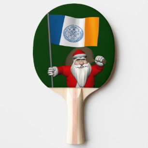 Santa Claus With Ensign Of New York City Ping Pong Paddle