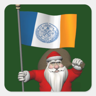 Santa Claus With Ensign Of New York City Sticker