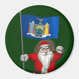 Santa Claus With Ensign Of New York US State Magnet