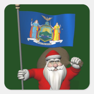 Santa Claus With Ensign Of New York US State Sticker