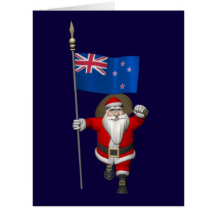 Santa Claus With Ensign Of New Zealand