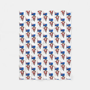 Santa Claus With Ensign Of New Zealand Fleece Blanket