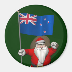 Santa Claus With Ensign Of New Zealand Magnet