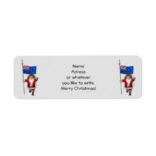 Santa Claus With Ensign Of New Zealand Return Address Label