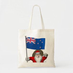 Santa Claus With Ensign Of New Zealand Tote Bag