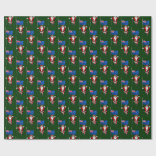Santa Claus With Ensign Of New Zealand Wrapping Paper