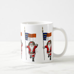 Santa Claus With Ensign Of North Carolina Coffee Mug