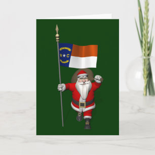Santa Claus With Ensign Of North Carolina Holiday Card