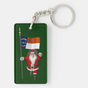 Santa Claus With Ensign Of North Carolina Key Ring