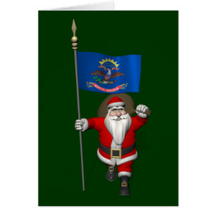 Santa Claus With Ensign Of North Dakota