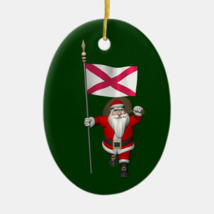 Santa Claus With Ensign Of Northern Ireland Ceramic Ornament