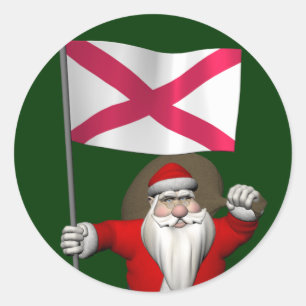Santa Claus With Ensign Of Northern Ireland Classic Round Sticker