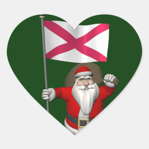 Santa Claus With Ensign Of Northern Ireland Heart Sticker