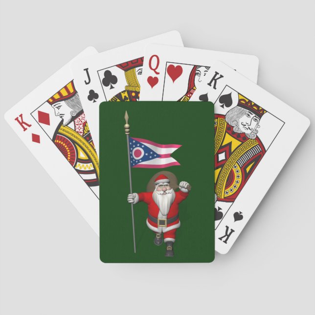 Santa Claus With Ensign Of Ohio Playing Cards (Back)
