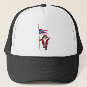 Santa Claus With Ensign Of Ohio Trucker Hat