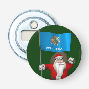 Santa Claus With Ensign Of Oklahoma Bottle Opener
