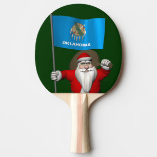 Santa Claus With Ensign Of Oklahoma Ping Pong Paddle
