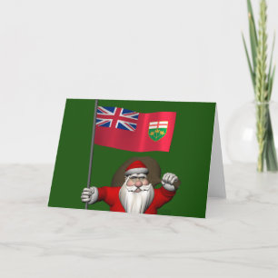 Santa Claus With Ensign Of Ontario Holiday Card