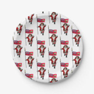 Santa Claus With Ensign Of Ontario Paper Plate