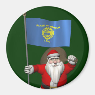 Santa Claus With Ensign Of Oregon Magnet