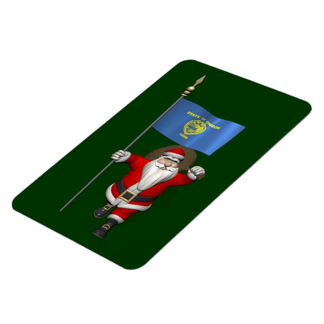Santa Claus With Ensign Of Oregon Magnet (Left Side)