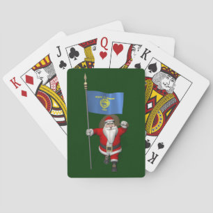 Santa Claus With Ensign Of Oregon Playing Cards